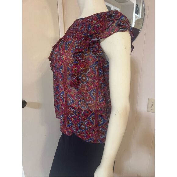 Anthropologie Meadow Rue Majolica Blouse Smocked Front NWOT? 4 - Picture 7 of 9